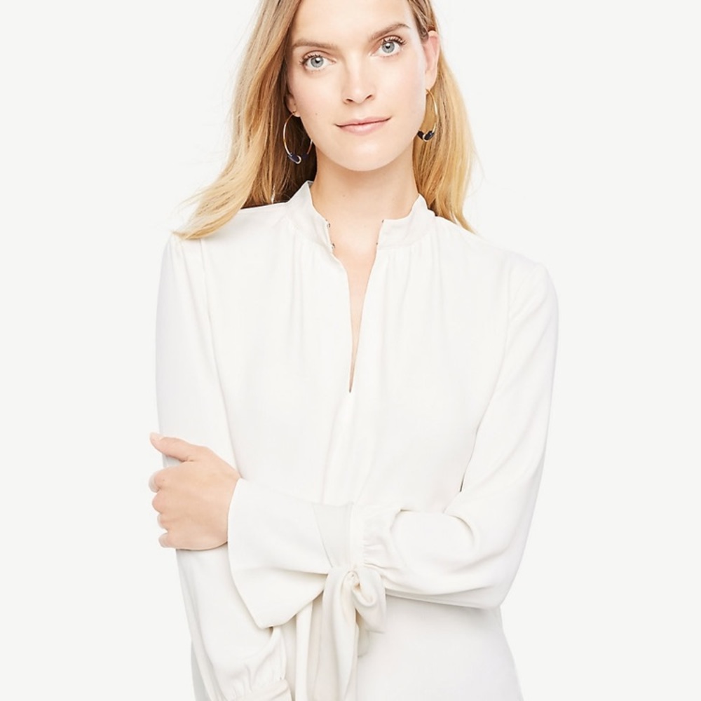 Ann Taylor Bow Cuff Blouse